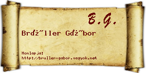 Brüller Gábor névjegykártya